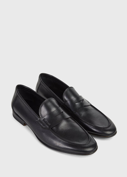 Harlan Leather Penny Loafer Black Calf - Paul Stuart