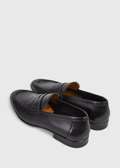 Harlan Leather Penny Loafer Black Calf - Paul Stuart