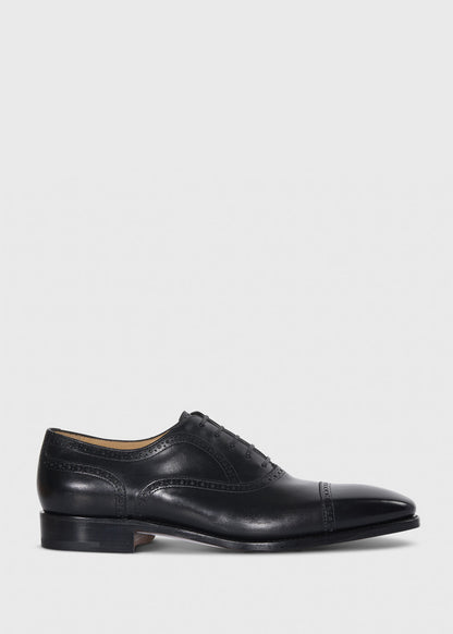 Sutton Medallion Cap Toe Black - Paul Stuart