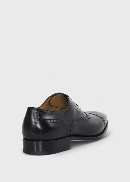 Sutton Medallion Cap Toe Black - Paul Stuart