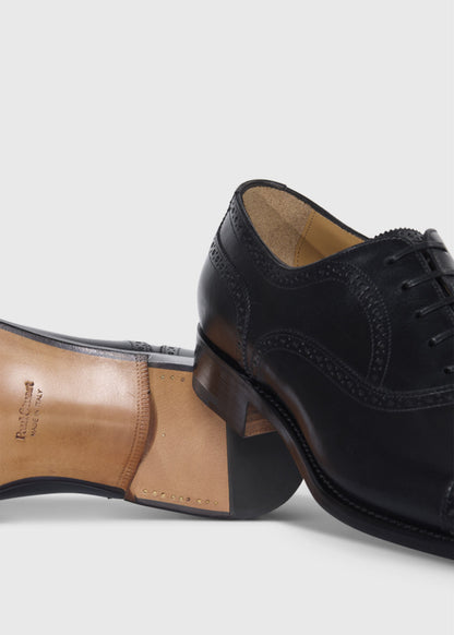 Sutton Medallion Cap Toe Black - Paul Stuart