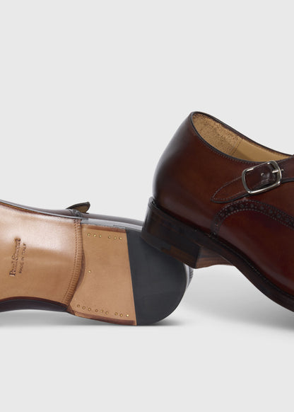 Sean Leather Cap Toe Monk Strap Brown - Paul Stuart
