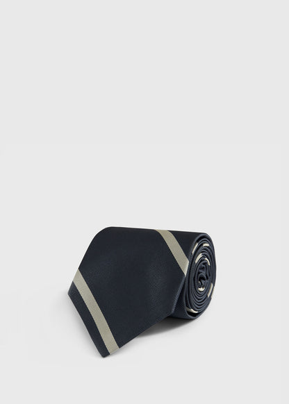 Woven Silk Regimental Stripe Tie Blue/Gold - Paul Stuart