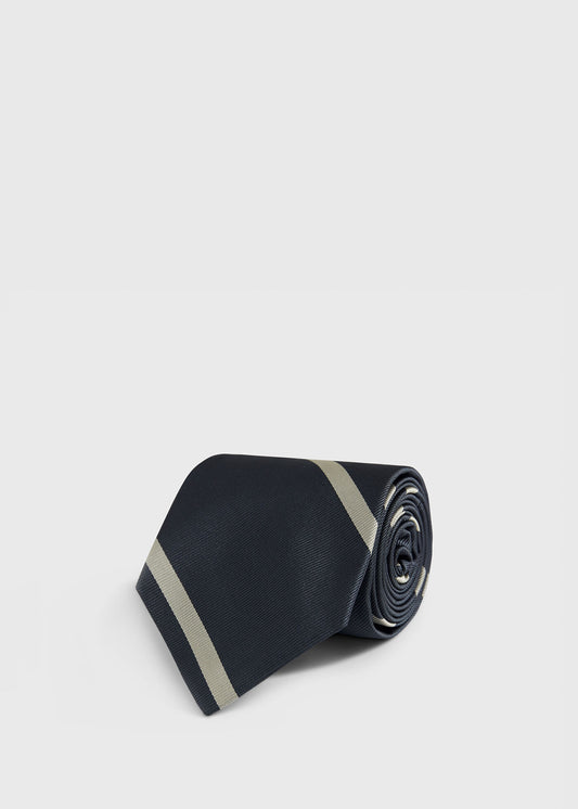 Woven Silk Regimental Stripe Tie Blue/Gold - Paul Stuart