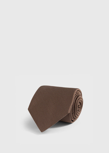 Woven Silk Micro Dot Tie Black - Paul Stuart
