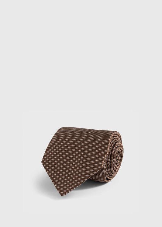 Woven Silk Micro Dot Tie Black - Paul Stuart