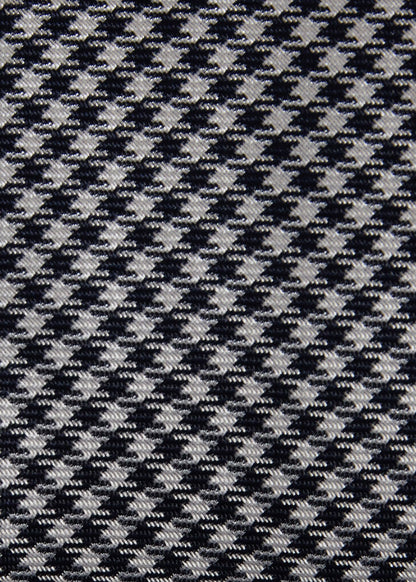 Woven Silk Houndstooth Tie Black - Paul Stuart
