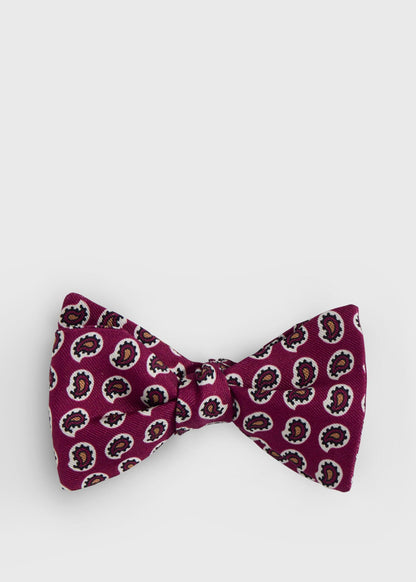 Silk Printed Pine Bow Tie Blue - Paul Stuart