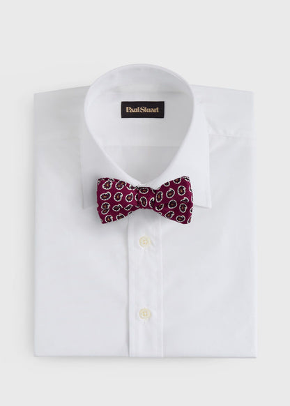 Silk Printed Pine Bow Tie Blue - Paul Stuart