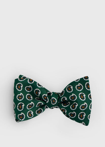 Silk Printed Pine Bow Tie Blue - Paul Stuart