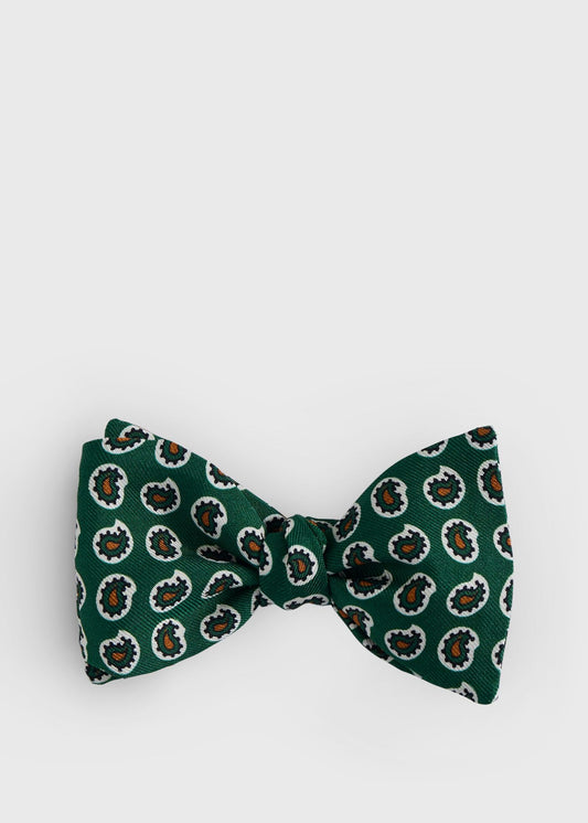 Silk Printed Pine Bow Tie Blue - Paul Stuart