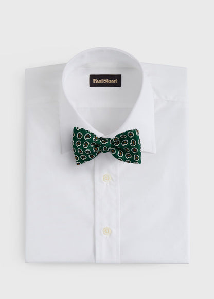 Silk Printed Pine Bow Tie Blue - Paul Stuart