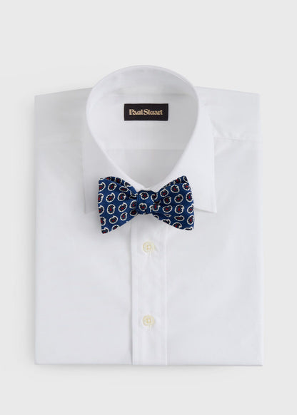 Silk Printed Pine Bow Tie Blue - Paul Stuart