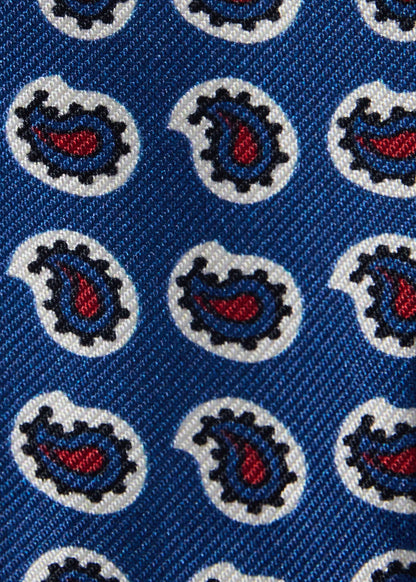 Silk Printed Pine Bow Tie Blue - Paul Stuart