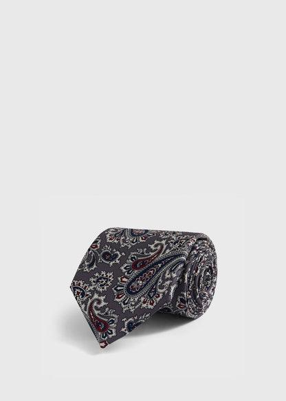 Silk Ornamental Paisley Tie Blue - Paul Stuart