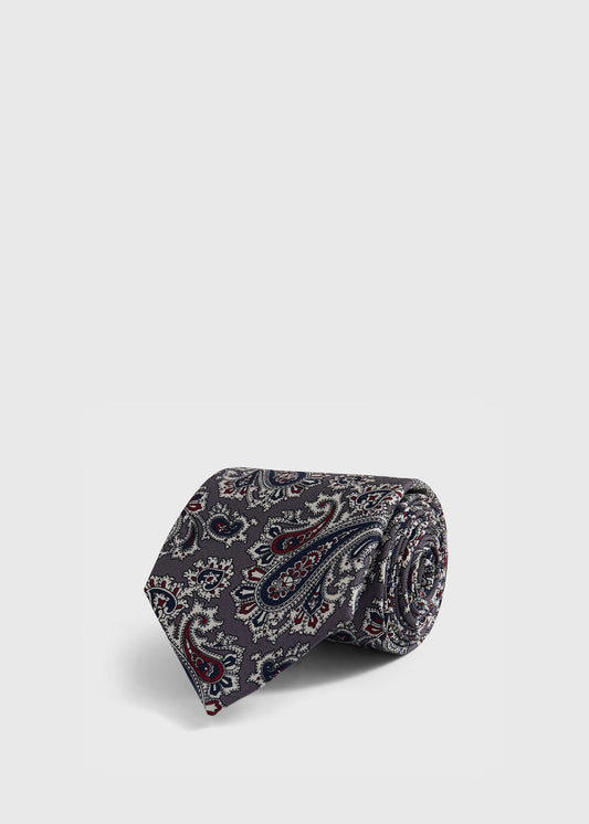 Silk Ornamental Paisley Tie Blue - Paul Stuart
