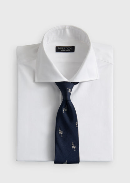 Silk Champagne Print Tie Midnight - Paul Stuart