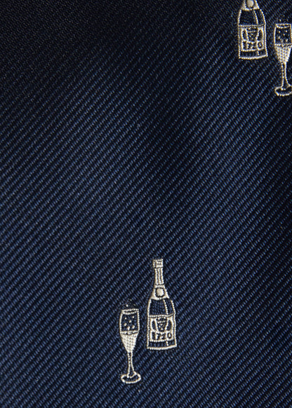 Silk Champagne Print Tie Midnight - Paul Stuart