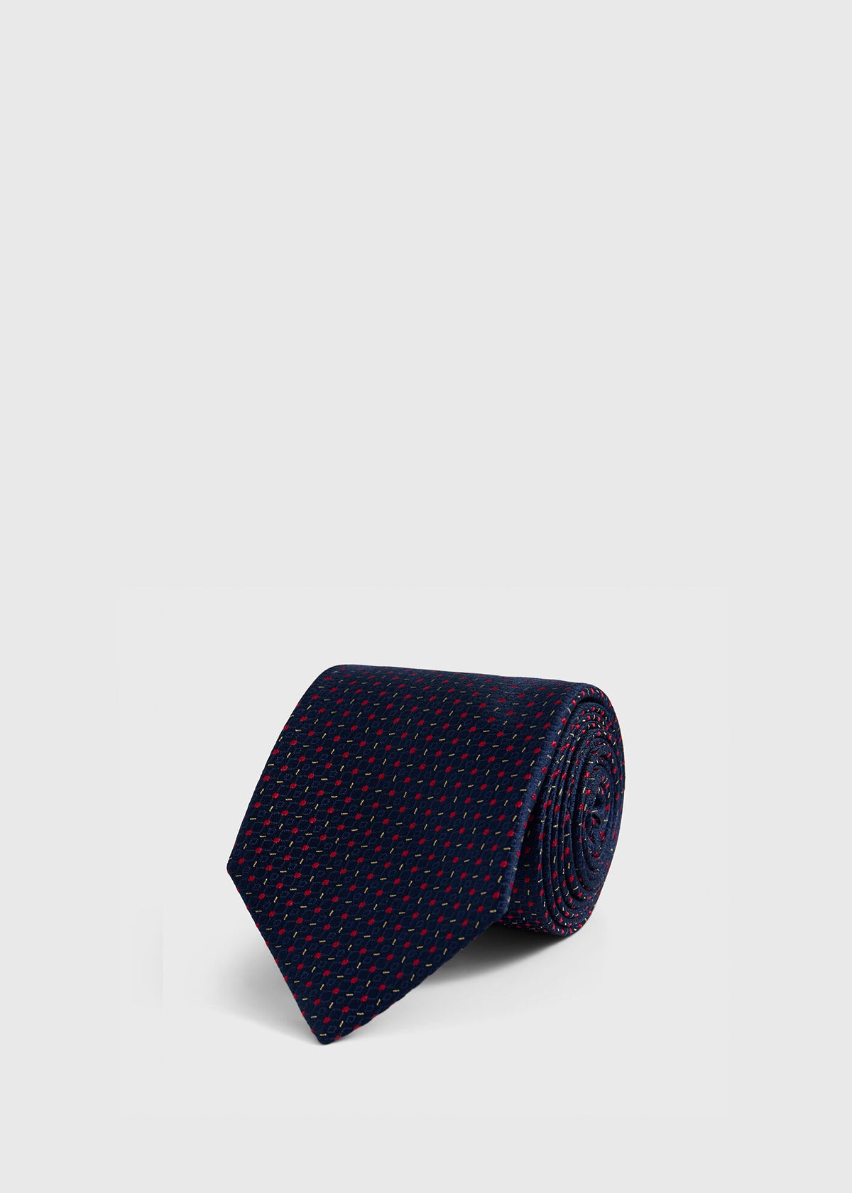 Silk Woven Jacquard Tie NAVY/LT BLUE - Paul Stuart