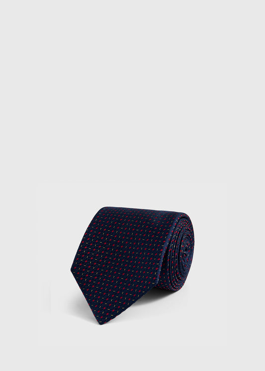 Silk Woven Jacquard Tie NAVY/LT BLUE - Paul Stuart