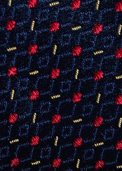 Silk Woven Jacquard Tie NAVY/LT BLUE - Paul Stuart