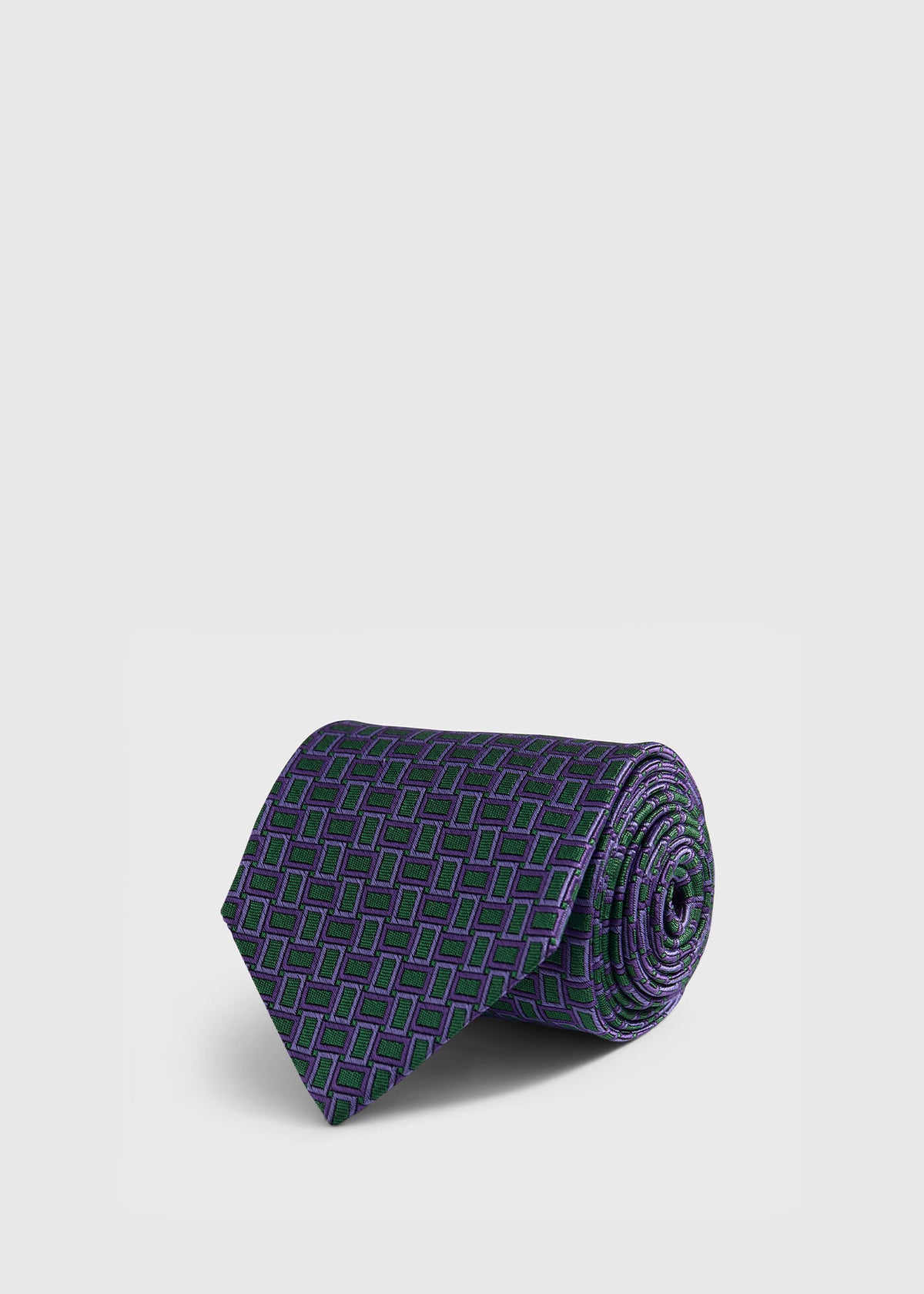 Silk Diamond Trellis Motif Tie Purple/Green - Paul Stuart