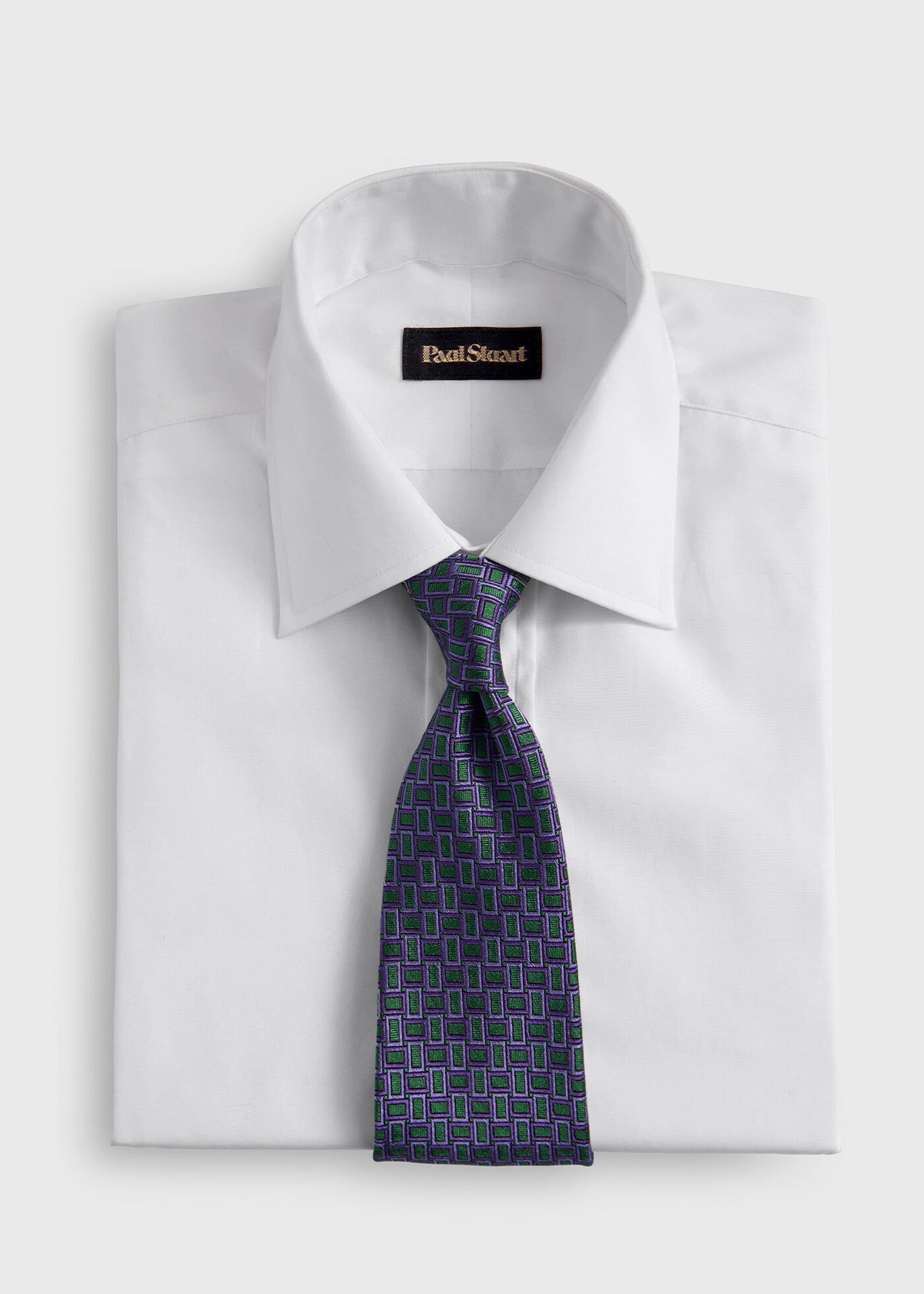 Silk Diamond Trellis Motif Tie Purple/Green - Paul Stuart