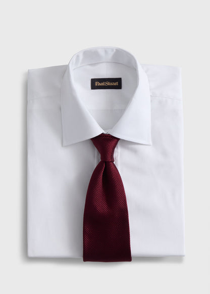 Solid Mogador Silk & Cotton Tie Black - Paul Stuart
