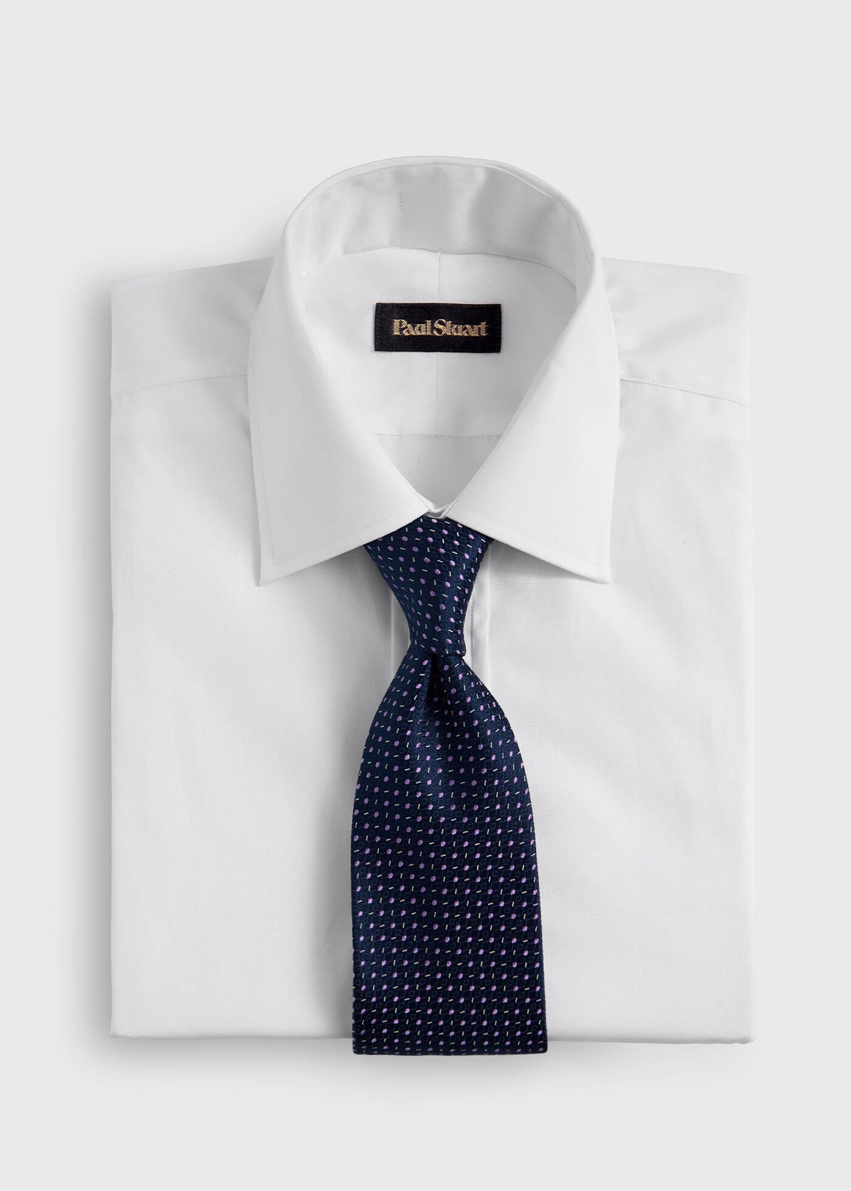 Silk Woven Jacquard Tie NAVY/LT BLUE - Paul Stuart