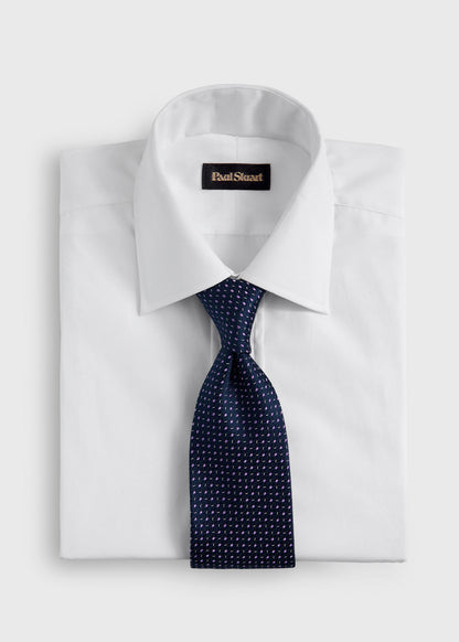 Silk Woven Jacquard Tie NAVY/LT BLUE - Paul Stuart