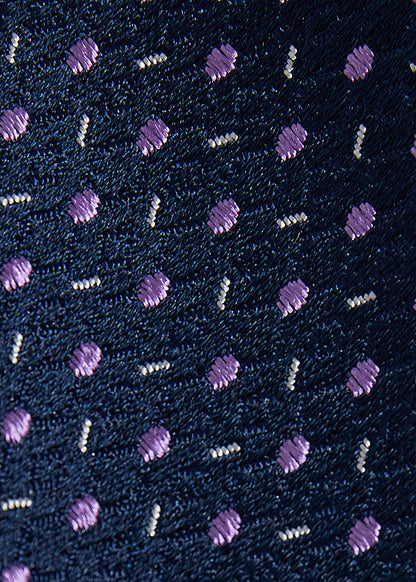 Silk Woven Jacquard Tie NAVY/LT BLUE - Paul Stuart