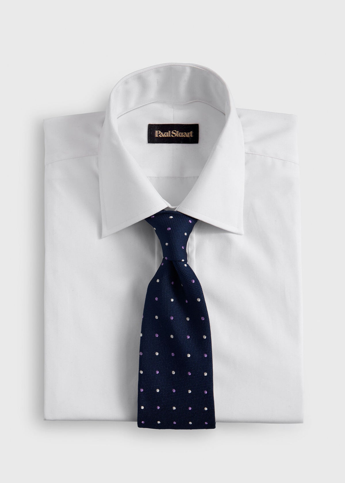 Woven Silk Dot Tie Navy/Lilac - Paul Stuart