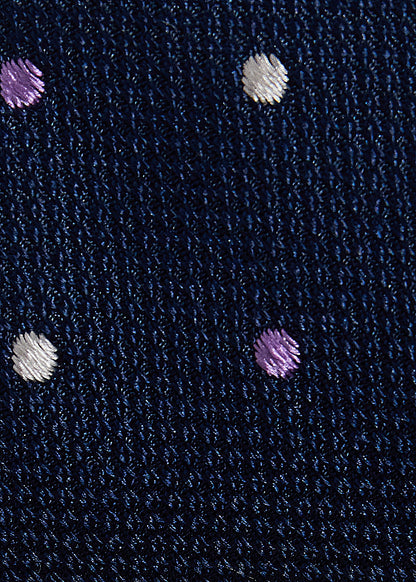 Woven Silk Dot Tie Navy/Lilac - Paul Stuart