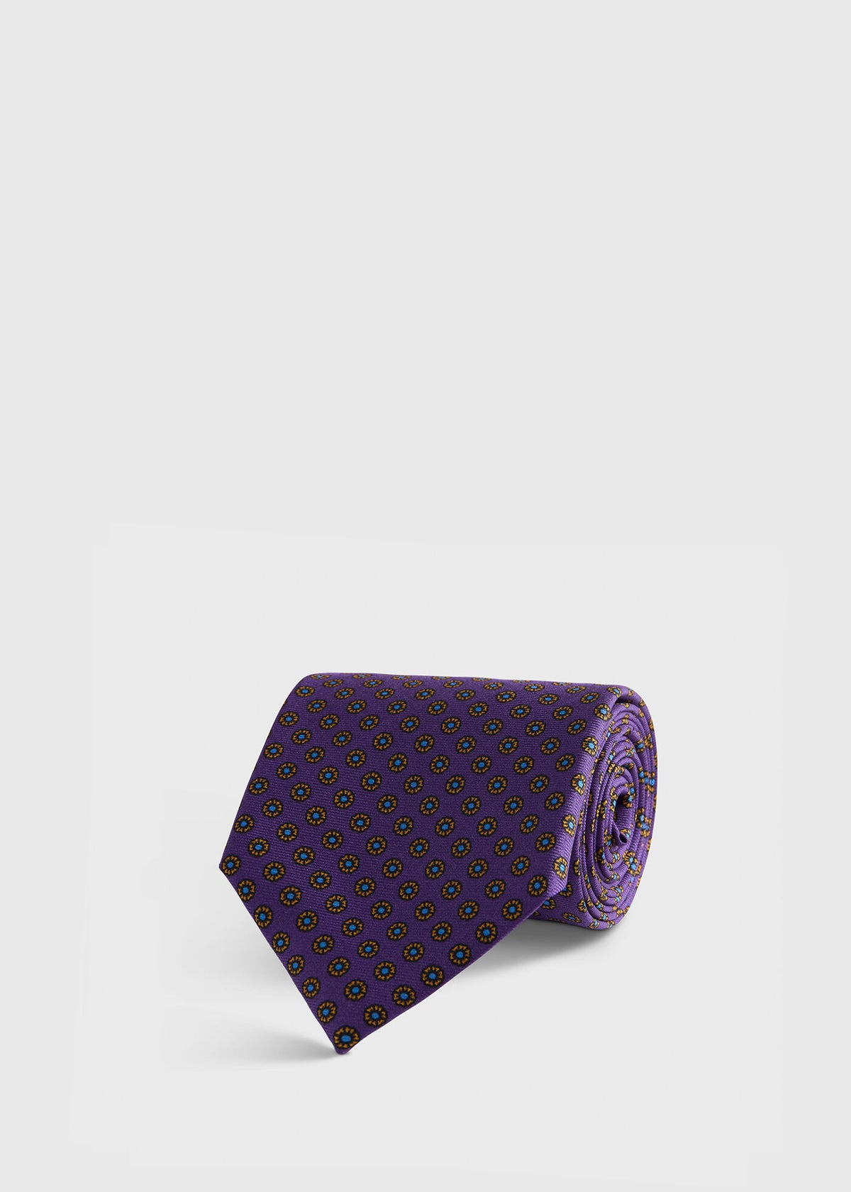 Micro Medallion Printed Silk Tie Burgundy - Paul Stuart