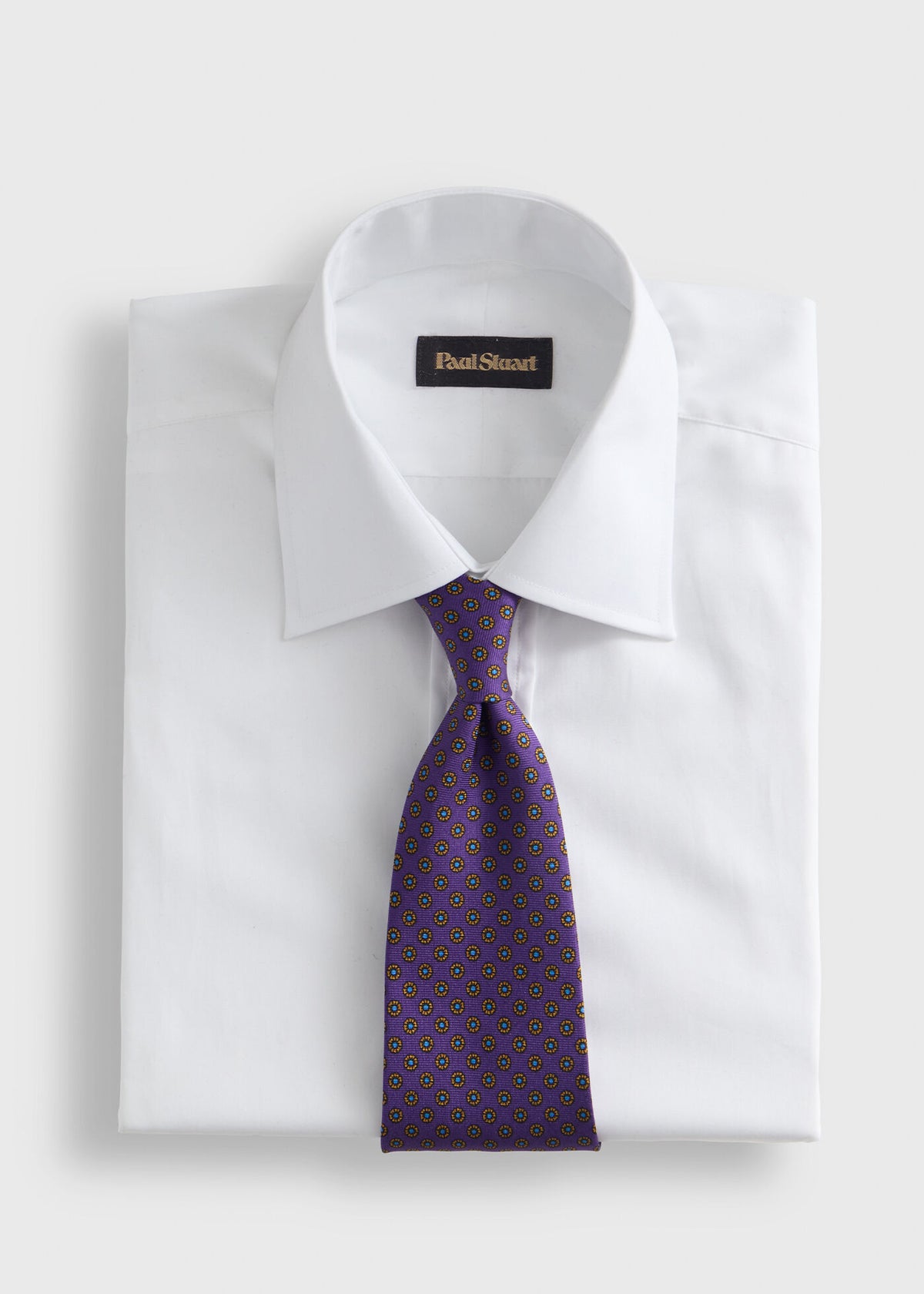 Micro Medallion Printed Silk Tie Burgundy - Paul Stuart