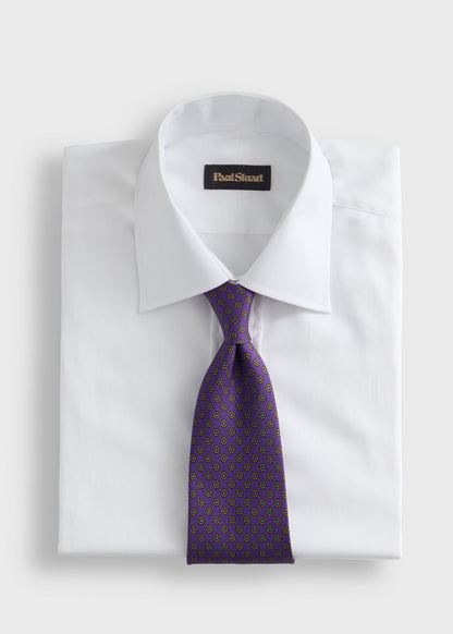 Micro Medallion Printed Silk Tie Burgundy - Paul Stuart