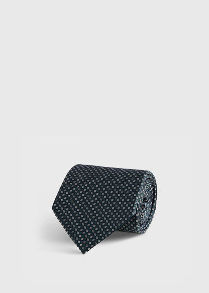 Woven Silk Micro Jacquard Tie Green - Paul Stuart