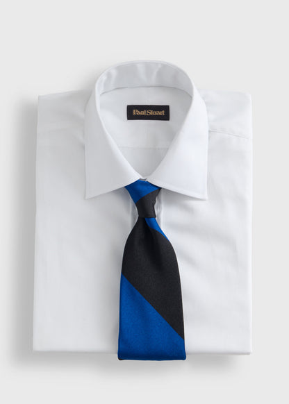 Woven Silk Block Stripe Tie Grey, unselectable - Paul Stuart