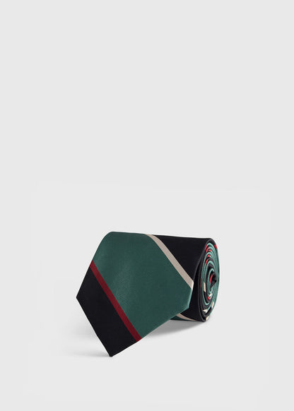 Multicolor Block Stripe Tie GREEN/NAVY - Paul Stuart