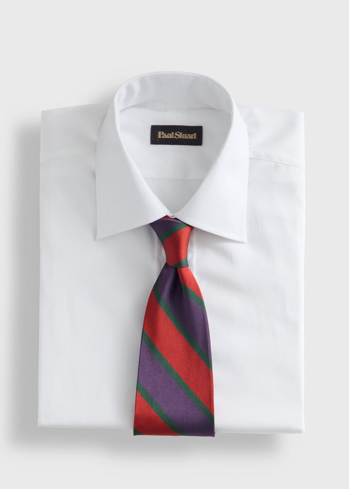 Woven Silk Multicolor Stripe Tie Purple/Orange - Paul Stuart