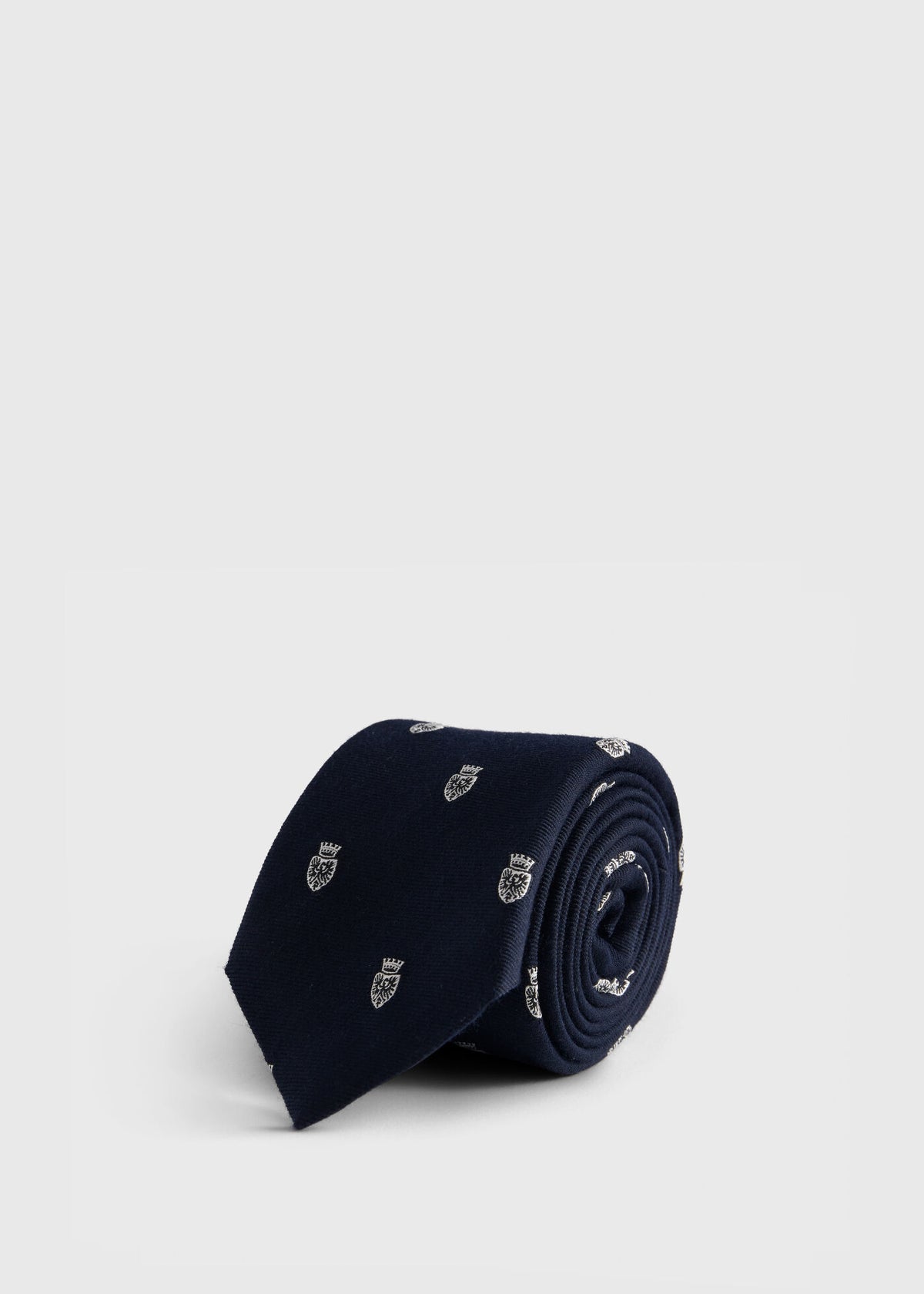 Wool & Silk Crest Tie Grey/Midnight - Paul Stuart