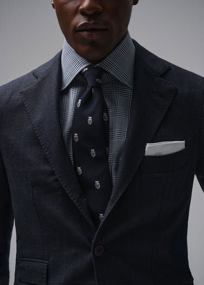 Wool & Silk Crest Tie Grey/Midnight - Paul Stuart
