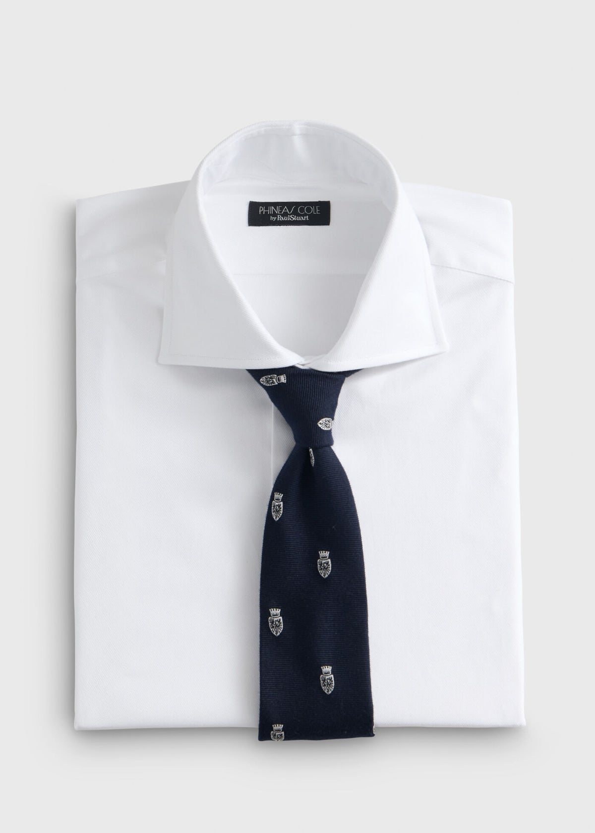 Wool & Silk Crest Tie Grey/Midnight - Paul Stuart