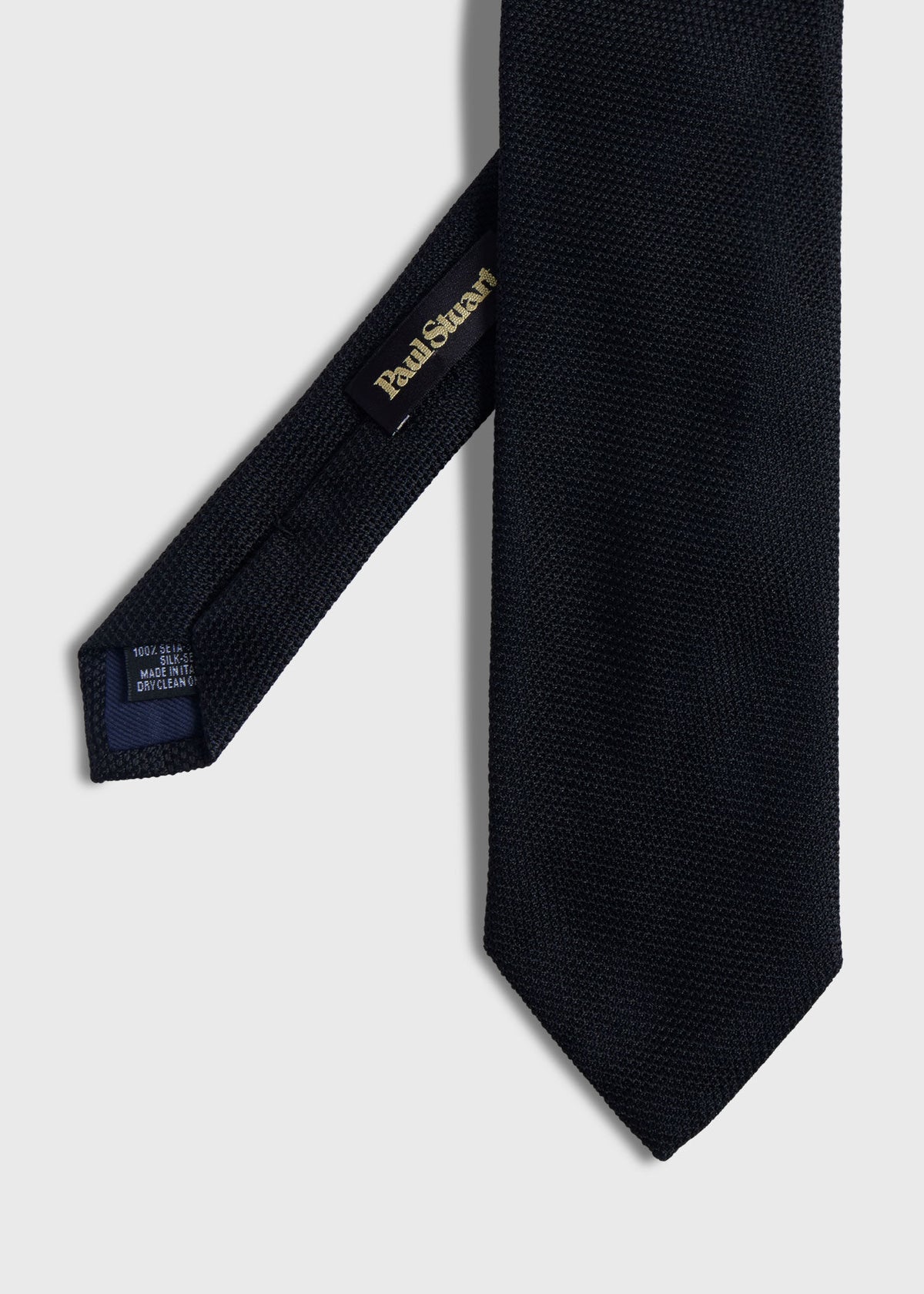 Solid Silk Garza Tie Black - Paul Stuart