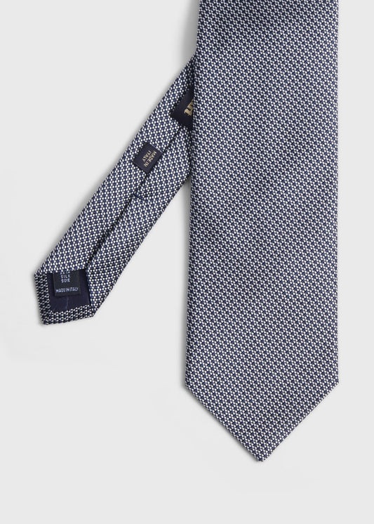 Woven Silk Micro Deco Tie Black - Paul Stuart