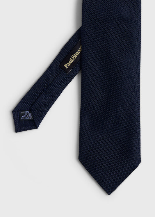 Solid Silk Garza Tie Black - Paul Stuart