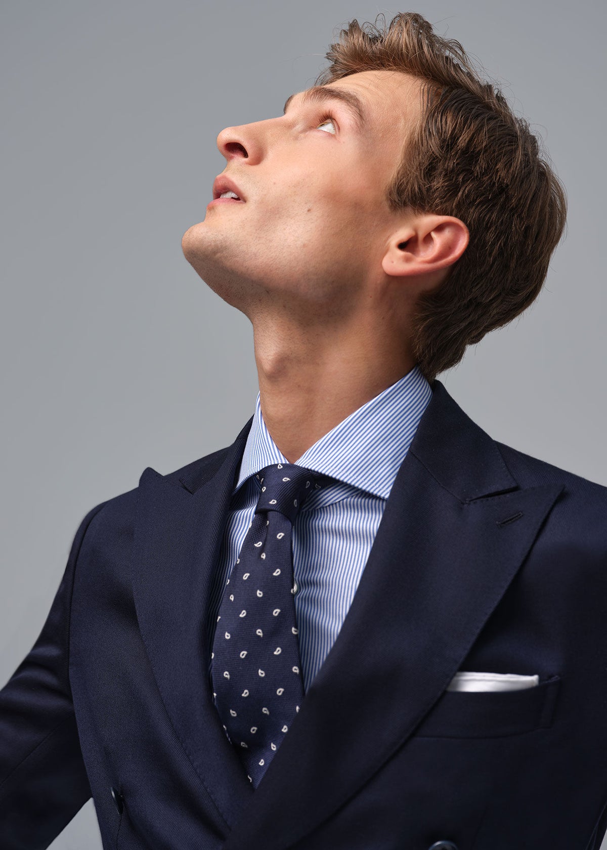 Mini Paisley Woven Silk Tie Navy - Paul Stuart