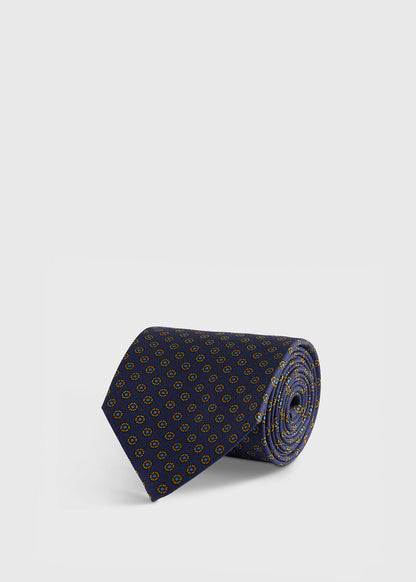 Micro Medallion Printed Silk Tie Burgundy - Paul Stuart