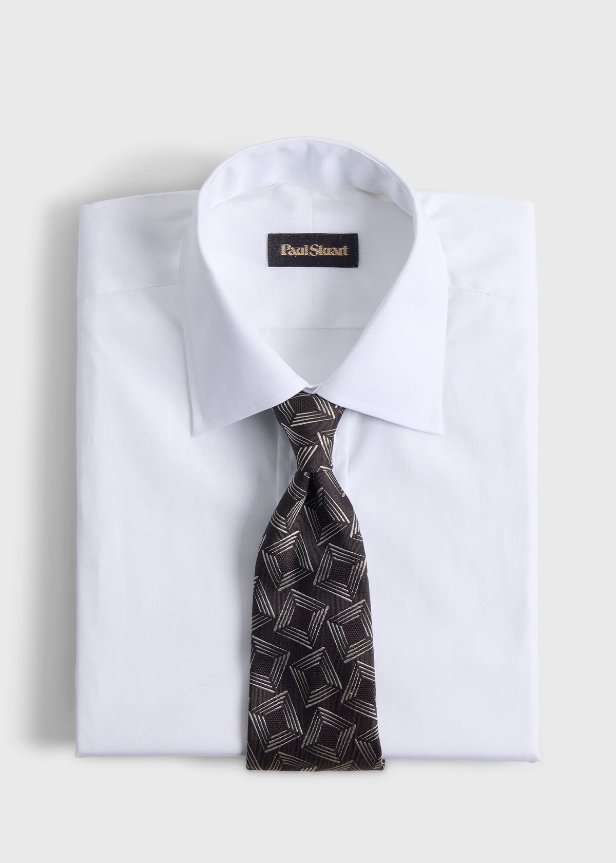 Woven Silk Tossed Square Tie Brown - Paul Stuart