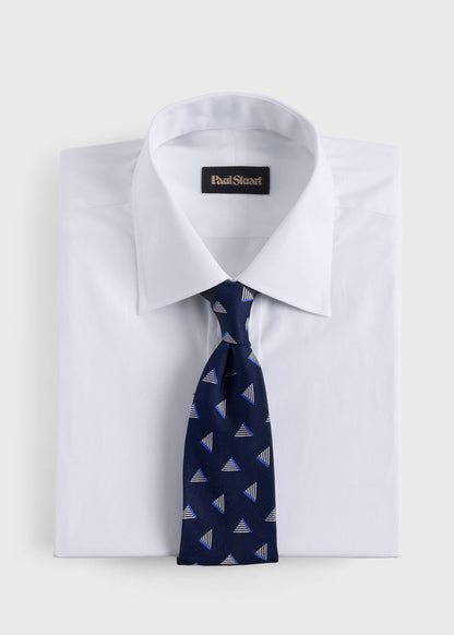 Woven Silk Diamond Deco Tie Navy - Paul Stuart